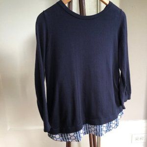 Boden Naomi Split Back Layered Sweater Navy Blue
